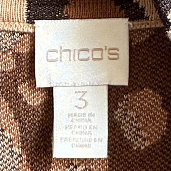 Chico's animal print long open-front knit cardigan sweater jacket, size 3 (XL) - Picture 6 of 8